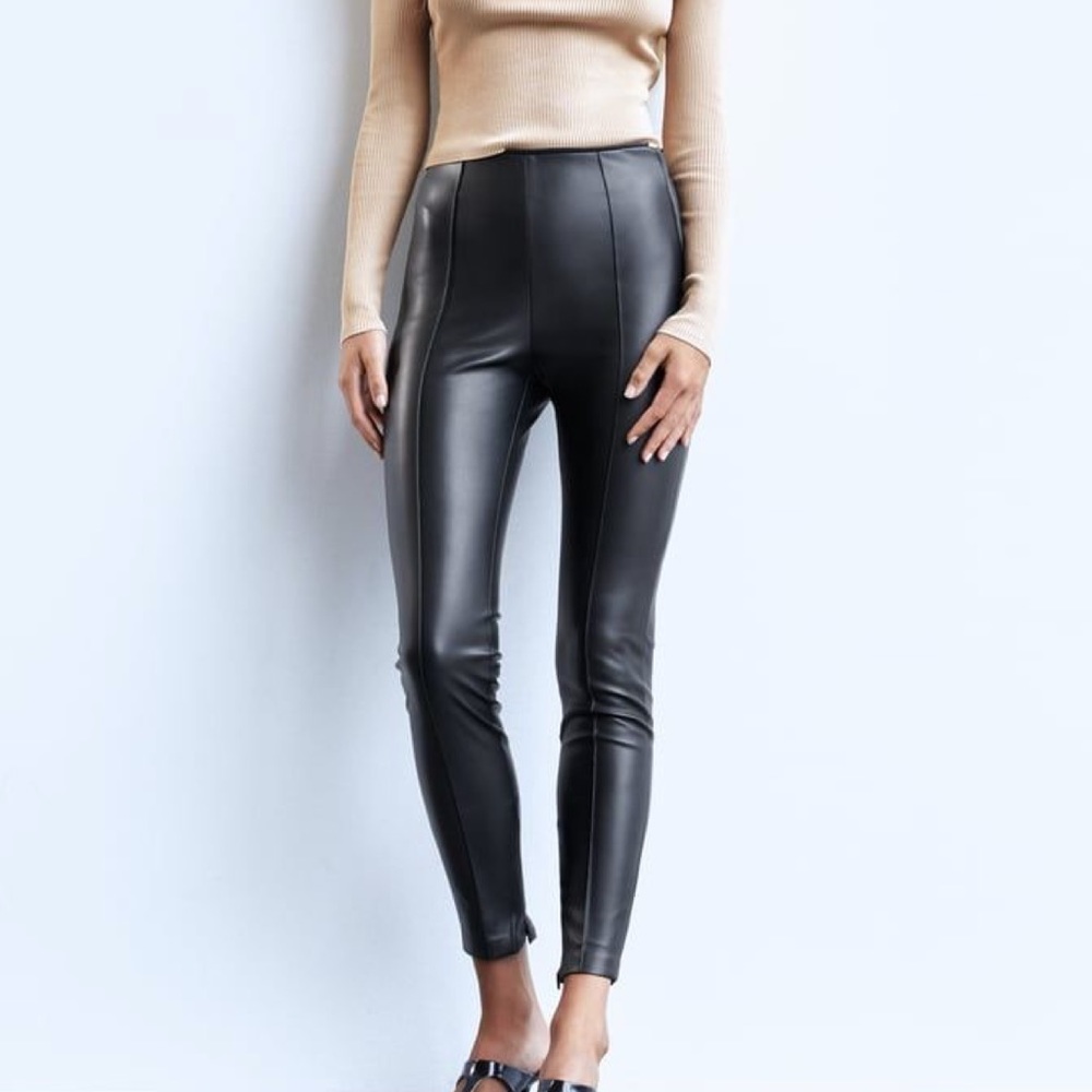 Zara Black Faux Leather Leggings